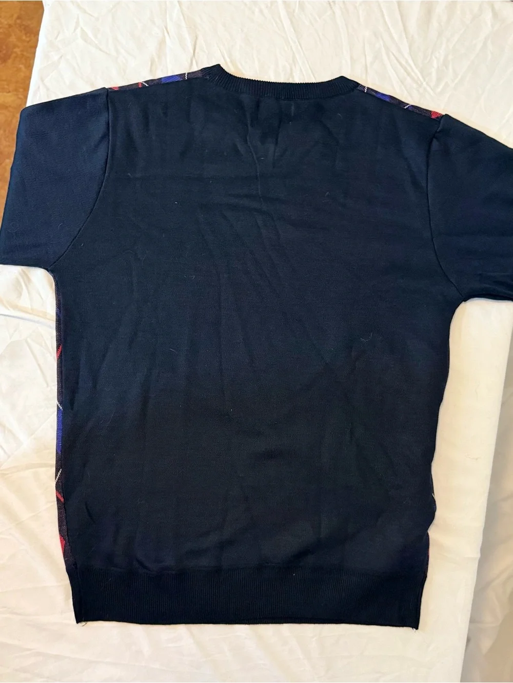 Ballantrae Men's Argyle Crewneck Sweater Navy with Red & Blue Diamonds XL (JJ25)